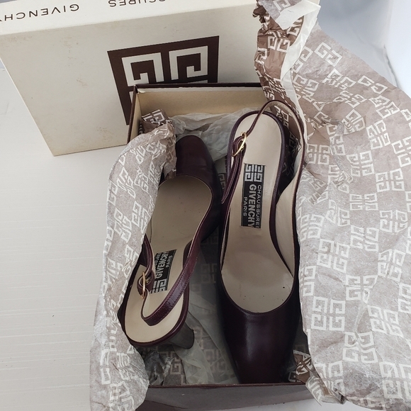 GIVENCHY Chaussures Slingback Heels Brown EUC VTG - Picture 14 of 16